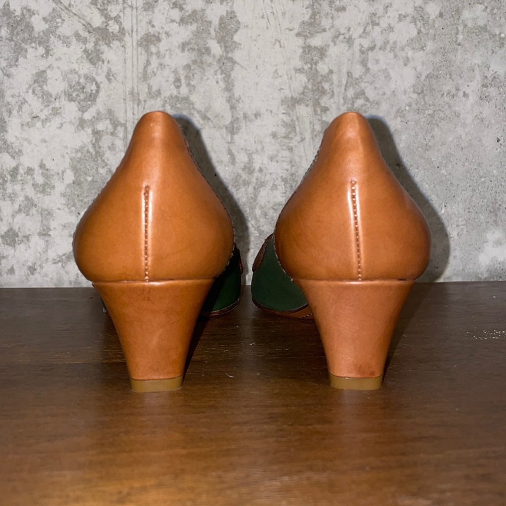 Prada Vero Cuoio Kitten Heels Green and Brown with Buckle Never Worn - Picture 4 of 6